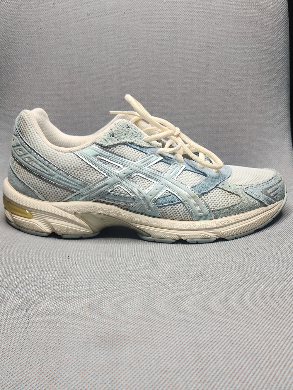 ASICS  Pale Blue and Cream Mesh Athletic Sneakers